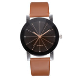 GENEVIVIA Luxury Brand Men's Watch Quartz Dial Clock Leather Wrist Watch Round Case Stainless Steel Business Wristwatch